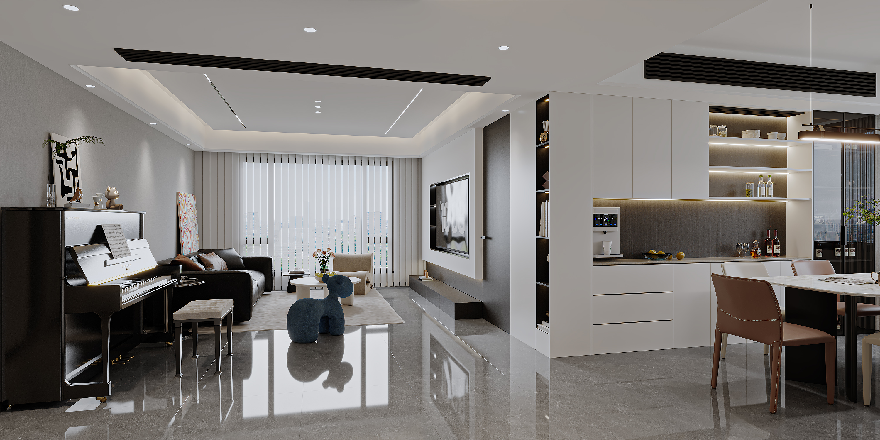 杭州御景藍灣120㎡現代簡約裝修效果圖